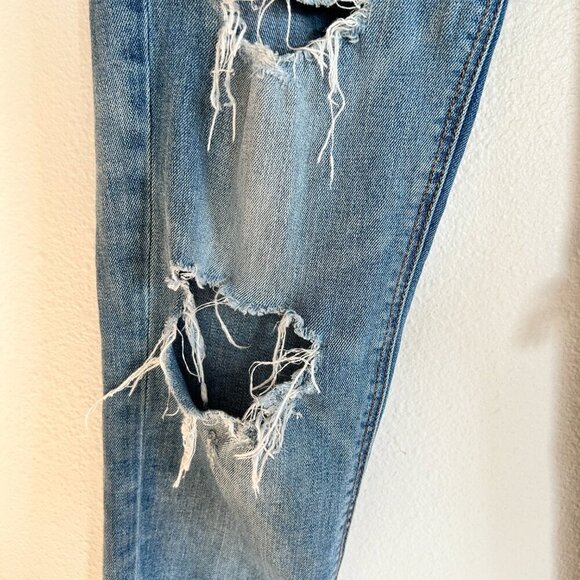 American Eagle Jeans Tomgirl Button Fly Destroyed Raw Hem Grunge - Picture 4 of 15